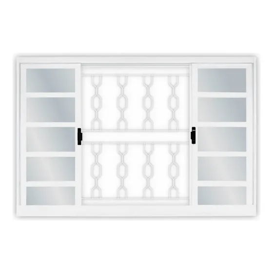 Janela De Aço De Correr 100x120cm 4 Folhas Com Grade Minas