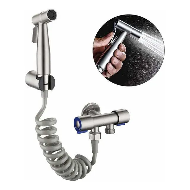 Kit Ducha Tipo Telefono Bidet Llave Arresto Doble Acero Inox
