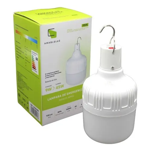 Bombillo Lampara Reflector Iluminación Led Recargable 9w Color de la luz Blanco frío