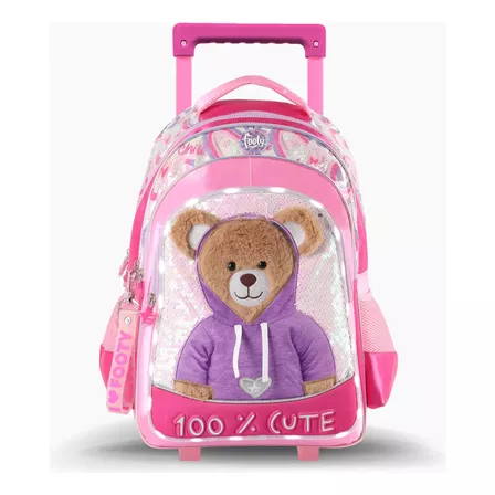 Mochila Carrito Osito Teddy 18 Pulgadas Con Luz Led - Footy