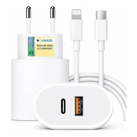 Carregador Turbo 40w Para iPhone XR 11 12 13 14 Plus Pro Max Branco