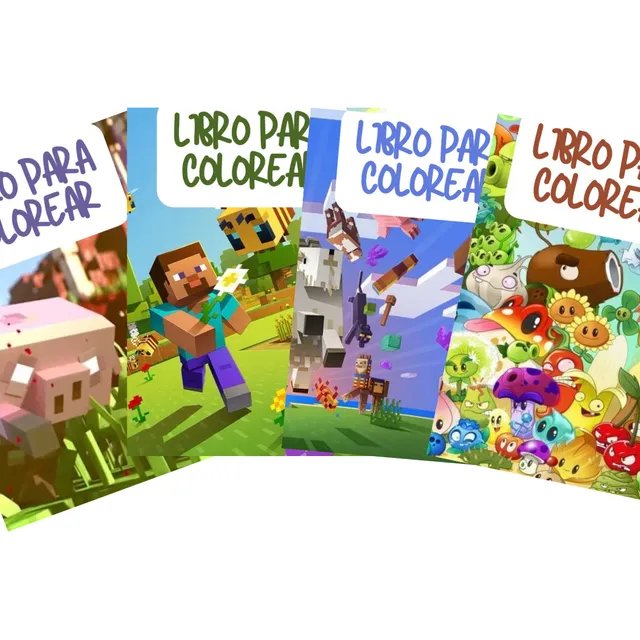 Pack 4 Libros Minecraft Plantas Vs Zombies Para Pintar