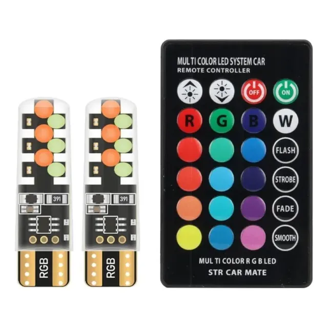2 Cocuyos T10 Led Con Control Rgb + Strobe + Multicolor