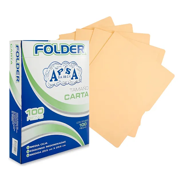 Folder Tamaño Carta Color Crema Paquete Con 100 Piezas Apsa