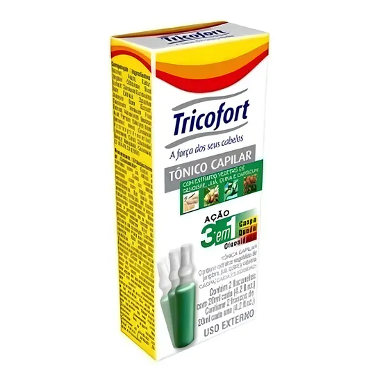 Tônico Capilar 3 Em 1 - 2 Ampolas 20ml - Tricofort