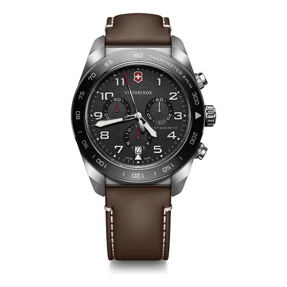Reloj Swiss Army Chrono Correa De Cuero Café Victorinox