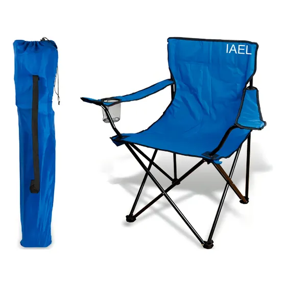 Silla Director Camping Apoyabrazo Porta Vaso Bolso Azul Iael