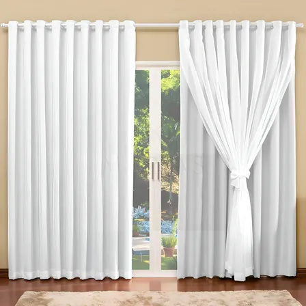 Cortina Blackout com voil para quarto e sala tamanho 4,00 x 2,70 na cor Branco Gelo