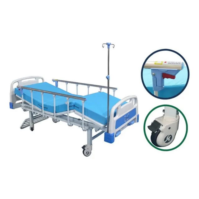Cama Hospitalaria Manual Profesional 2 Funciones + Colchón