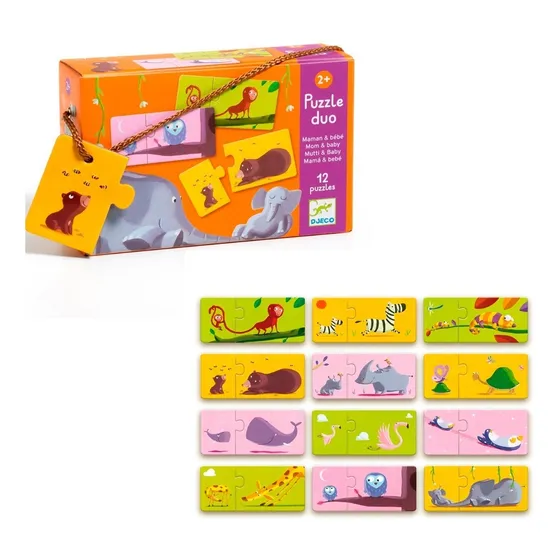 Puzzle Djeco Encaje Duo 24 Piezas Animales 14x7 Cm