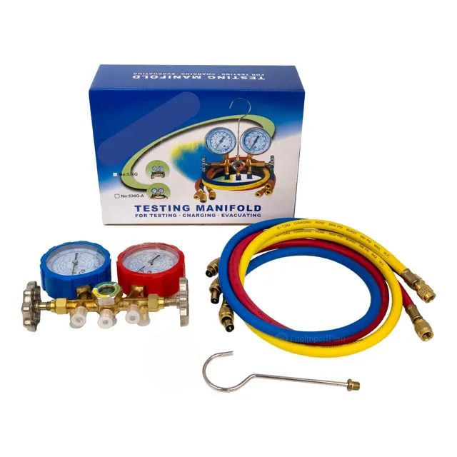 Manómetro Refrigerante R290/ R410 + Mangueras Carga + Gancho