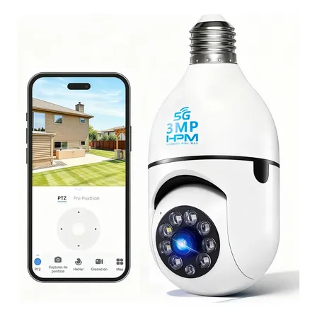 5g Cámara De Seguridad Wifi De 360° Visión Nocturna Alarma Blanco