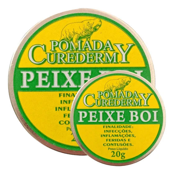 02 Pomada Banha De Peixe Boi - 20g Legítima