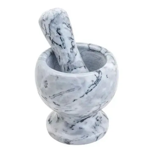 Pilao Pedra Marmore Socador Alho Macerar Tempero 13cm