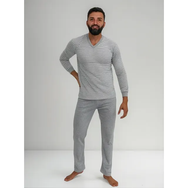 Pijama Clasico Hombre Invierno Algodon Rayado A&e 2021