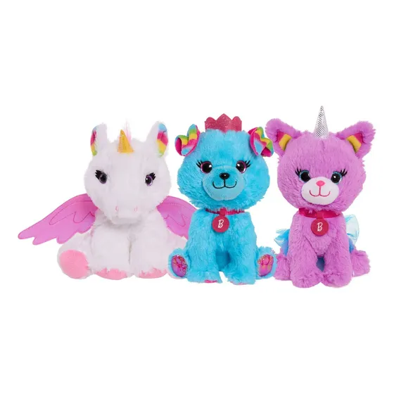 Barbie 3 Peluches Unicornio Gatita Cachorro