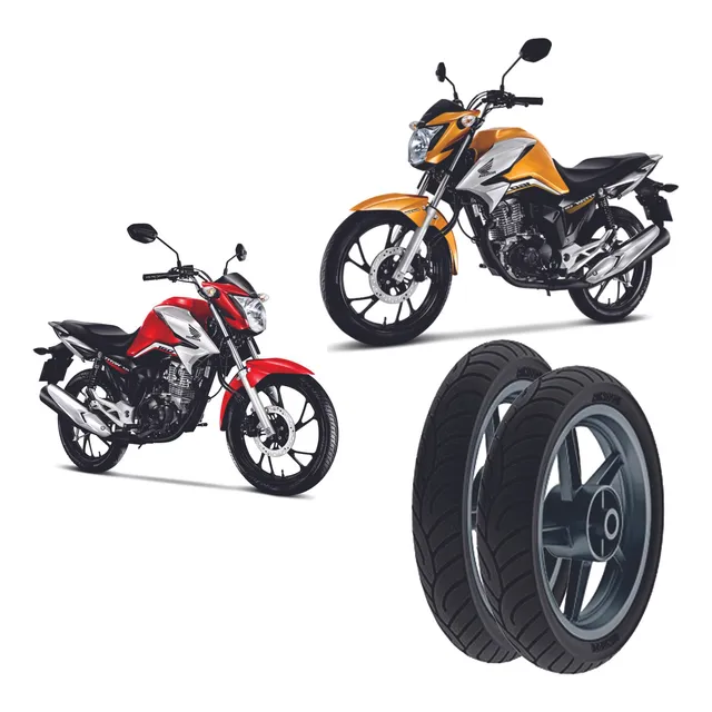 Par Pneus Rinaldi Dianteiro+traseiro Honda Cg 160 Sem Câmara
