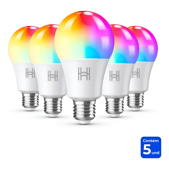 Kit 5 Lâmpadas Inteligente Led 10w Rgb Wifi Smart Alexa Google - Homefy