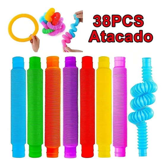 38 peças (por atacado) Pop Toys Fidget Tubes cor azul