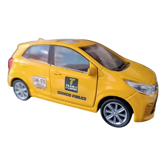 Carro Taxi Kia Picanto Metálico Escala 1:34 Coleccion 12cm