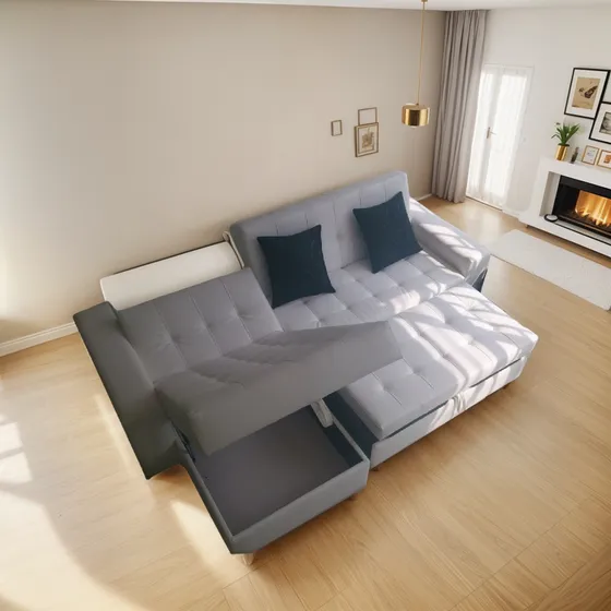 Sala Moderna Sofa Cama Con Baul, Puff Y Cojines Bogota Envio