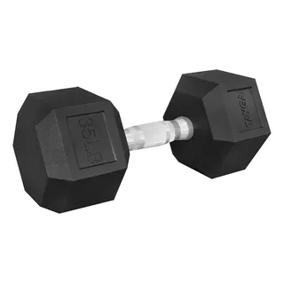 Mancuerna Pesa Hexagonal 35lb/15.87kg Pvc Gym Color Negro