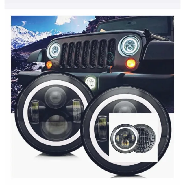 Juego 2 Faros Led Optica 7 PuLG. Jeep Wrangler Ika Willy 
