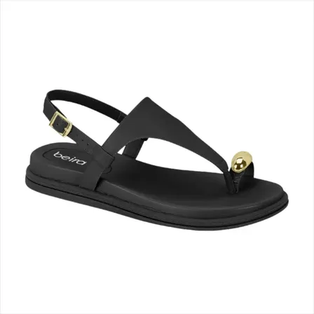 Sandália Feminina Asa Delta Ring Toe Beira Rio Detalhe Macio Preta 37 Br