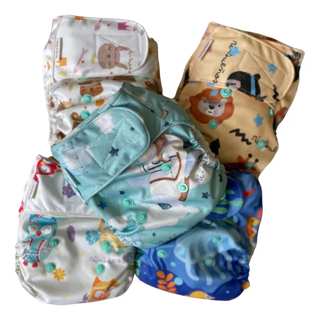 Pañal Ecologico De Tela/ Pack X5 Unidades + 10 Absorbentes