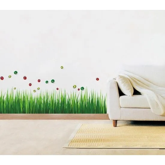 Vinilo Decorativo Guarda De Pasto Cesped - Zocalo Color Verde