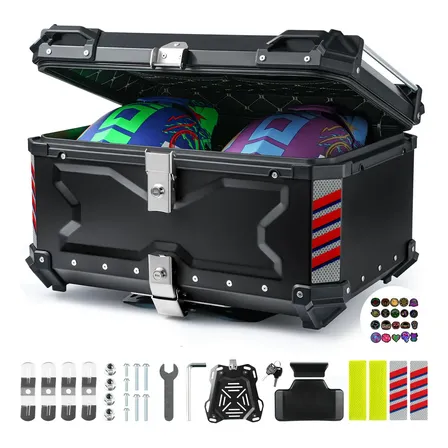 Bau De Moto 65l Bau Aluminio Com Encosto Acomodar 2capacetes Bau Para Motocicleta À Prova…