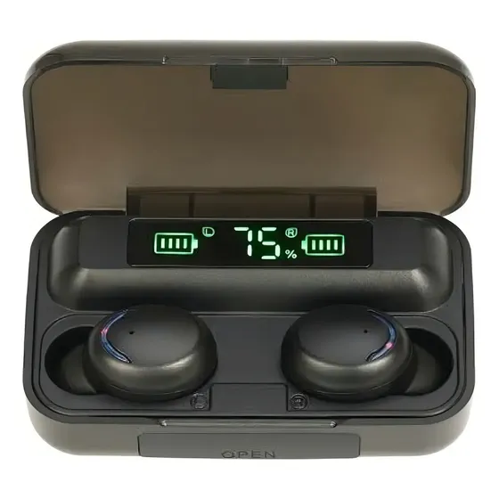 Auriculares in-ear gamer inalámbricos Techfun Bluetooth F9-5 BTH-F9-5 negro con luz LED | Cuotas sin interés