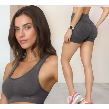 Kit Short Selene Levanta Bumbum Sem Costura + Top Fitness Kit Short Selene Levanta Bumbum Sem Costura + Top Fitness
