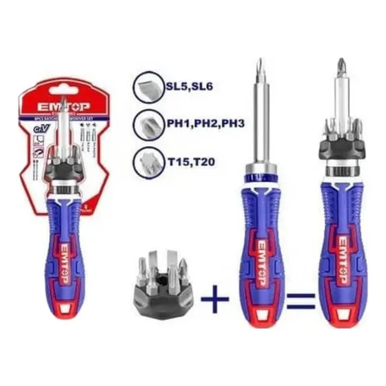 Destornillador Ratchet 8 En 1 Emtop