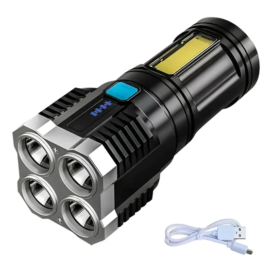 Linterna Led Usb Recargable Alto Alcance 330 Mts 4 Focos