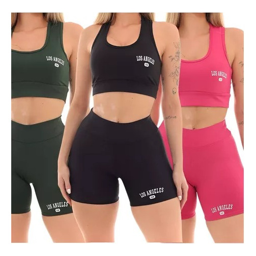 Kit 3 Conjunto Top Shorts Feminino Los Angeles Fitness Kit 3 Conjunto Top Shorts Feminino Los Angeles Fitness