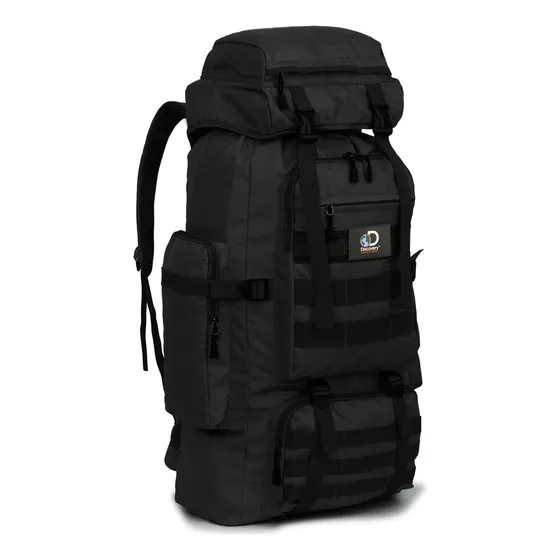Mochila Camping Discovery Campamento 20758 70L Múltiples Compartimientos Costuras Reforzadas Color Negro