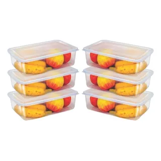 Kit 6 Potes Alimentos 1 Litro Transparente Marmita Bpa Free Kit 6 Potes Alimentos 1 Litro Transparente Marmita Bpa Free