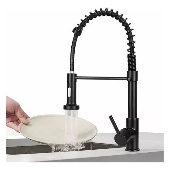 Grifo De Cocina De Control Único Negro, 2 Flexible Fregadero Mixer, Inoxidable Dismontable, Muy Adecuado Para Latas De Cocina