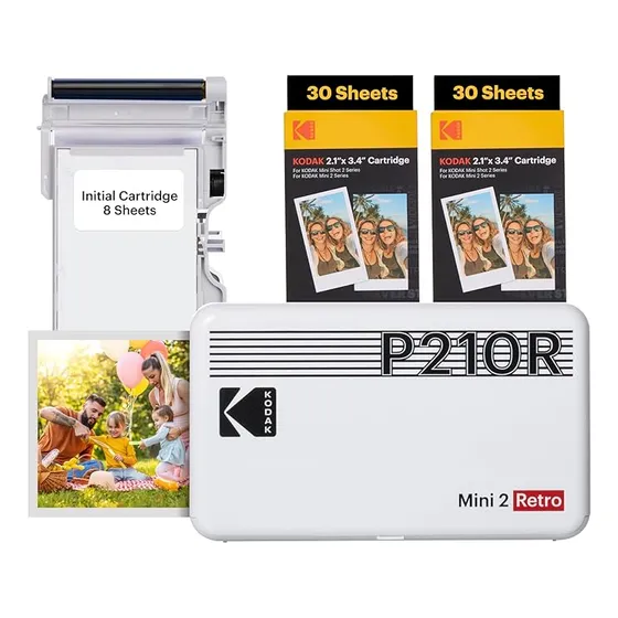 Impresora De Fotos Portátil Kodak Mini 2 Retro 4pass, 2.1x3.