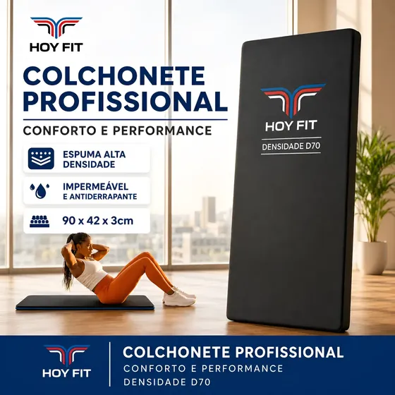 Colchonete Profissional Preto Academia Exercicios Pilates Yoga Funcional Abdominais Tapete Ginástica