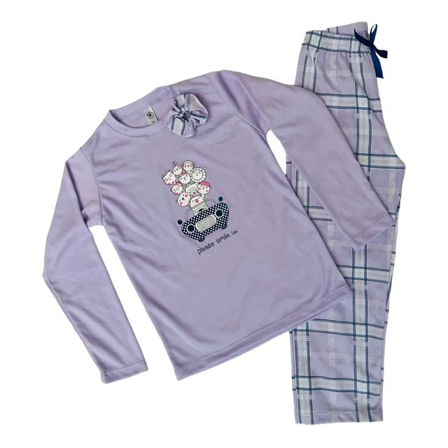 Pijamas Para Niñas Manga Larga Y Pantalón Largo