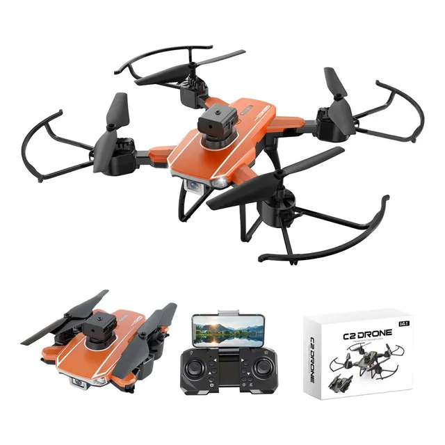 Drone Mini 8k C2 Con Triple Cámara Hd 2.4ghz Naranja Naranja