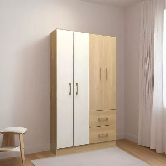 Ropero Marrón 2 Cajones 4 Puertas Mdp