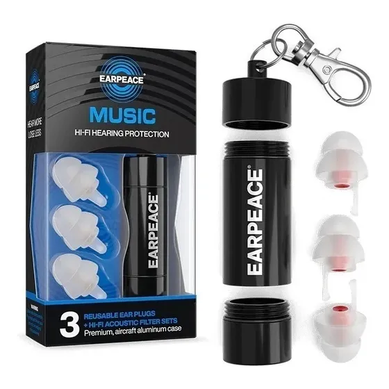 Protector Auditivo Earpeace Oidos Bateristas Musicos Dj Color Negro