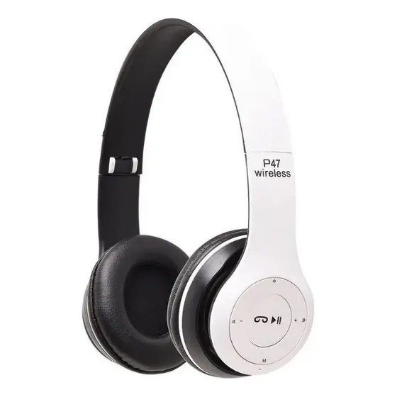 Auriculares Bluetooth P47 Inalámbricos 5.0 Micro SD Color Blanco Claro