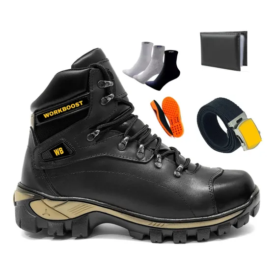 Kit Bota Cat Adventure Couro+ Carteira Cinto Meia Ref1000