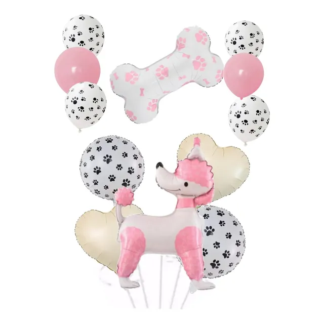 Globo Caniche Huesos Deco Perros Cumpleaños Mascotas