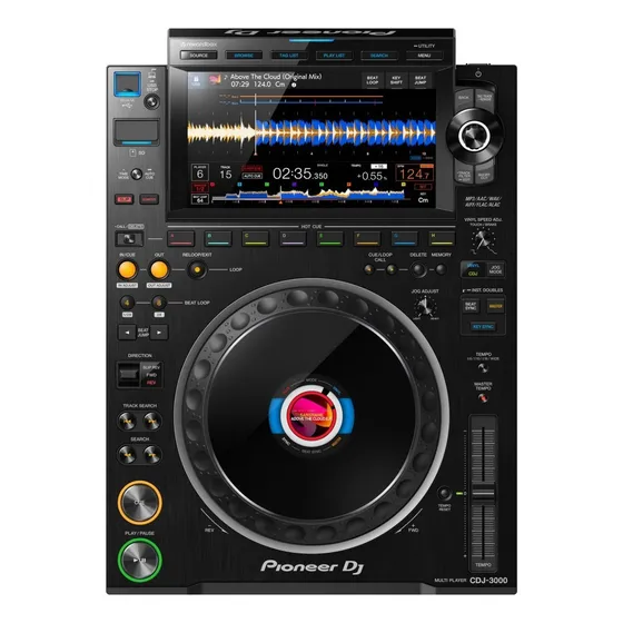 Leitor DJ Pioneer CDJ 3000 com tela sensível ao toque e bandeja multijogo