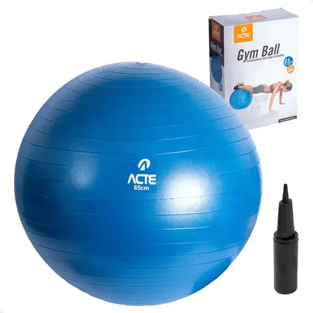 Bola De Pilates Azul 65cm Com Bomba De Ar Funcional Yoga Azul